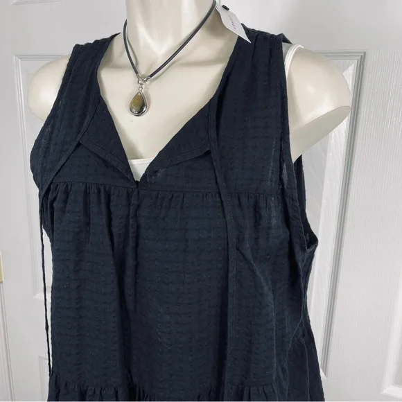TOPSHOP tank top layered looking Flowy blouse SOLID BLACK V neck sleeveless 12 - Picture 7 of 11